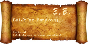 Belász Barakony névjegykártya